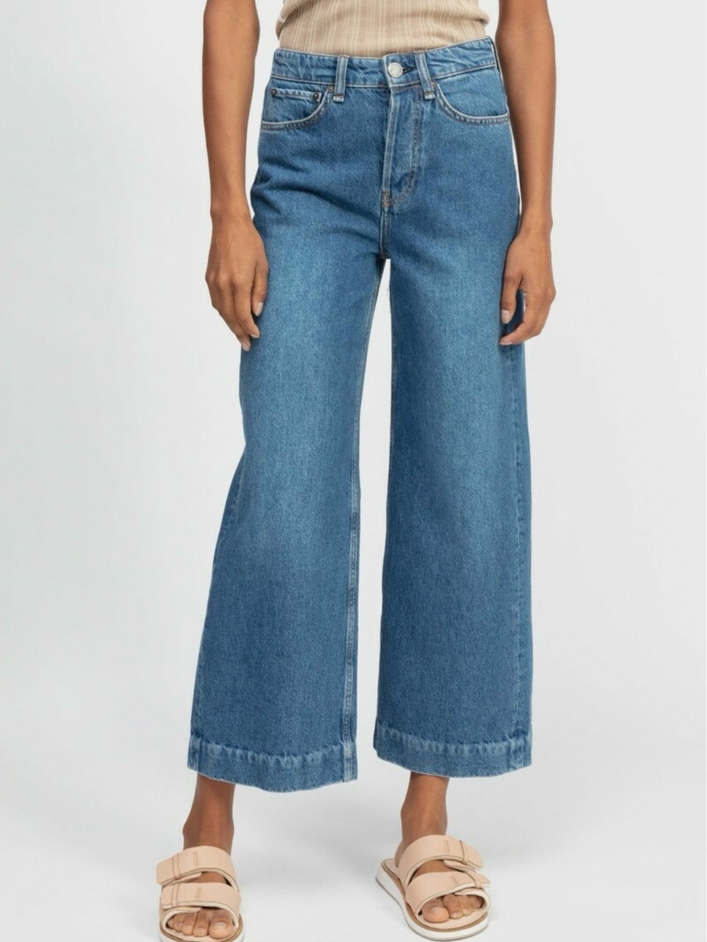rag & bone Maya High Waist Wide Leg Ankle Jeans in Rye Harbor